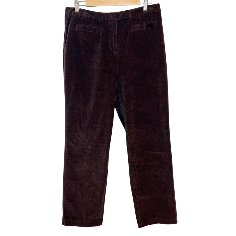 Vintage Talbots Petites Stretch Velvet Pants Size 12 Dark Brown Comfortable‎